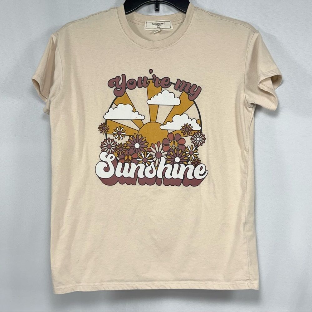 Retro Boho No Comment Girls Cream Cotton Blend Sunshine Graphic Tee Size 14 - Picture 2 of 8